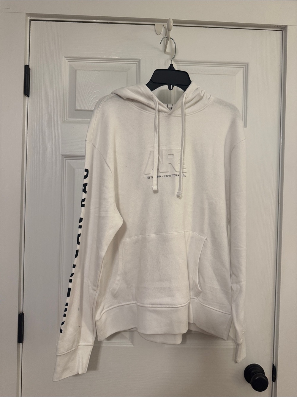 American Rag Men's White Hooded Pullover Sweatshirt